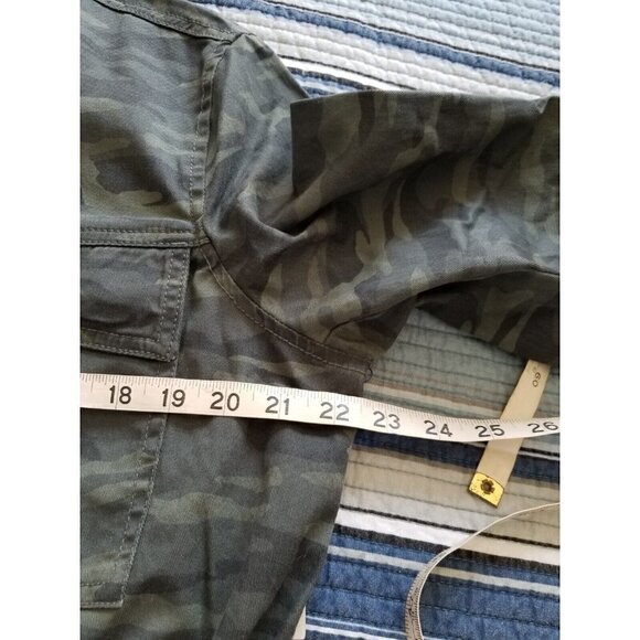 Caslon Olive British Camo Utility Jacket w/ Silver Embroidery Womens Size (L) - Picture 10 of 13